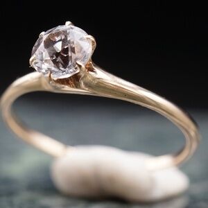 SOLD c.1900 Edwardian Engagement Ring .84ct White Sapphire 14k Solid Yellow Gold